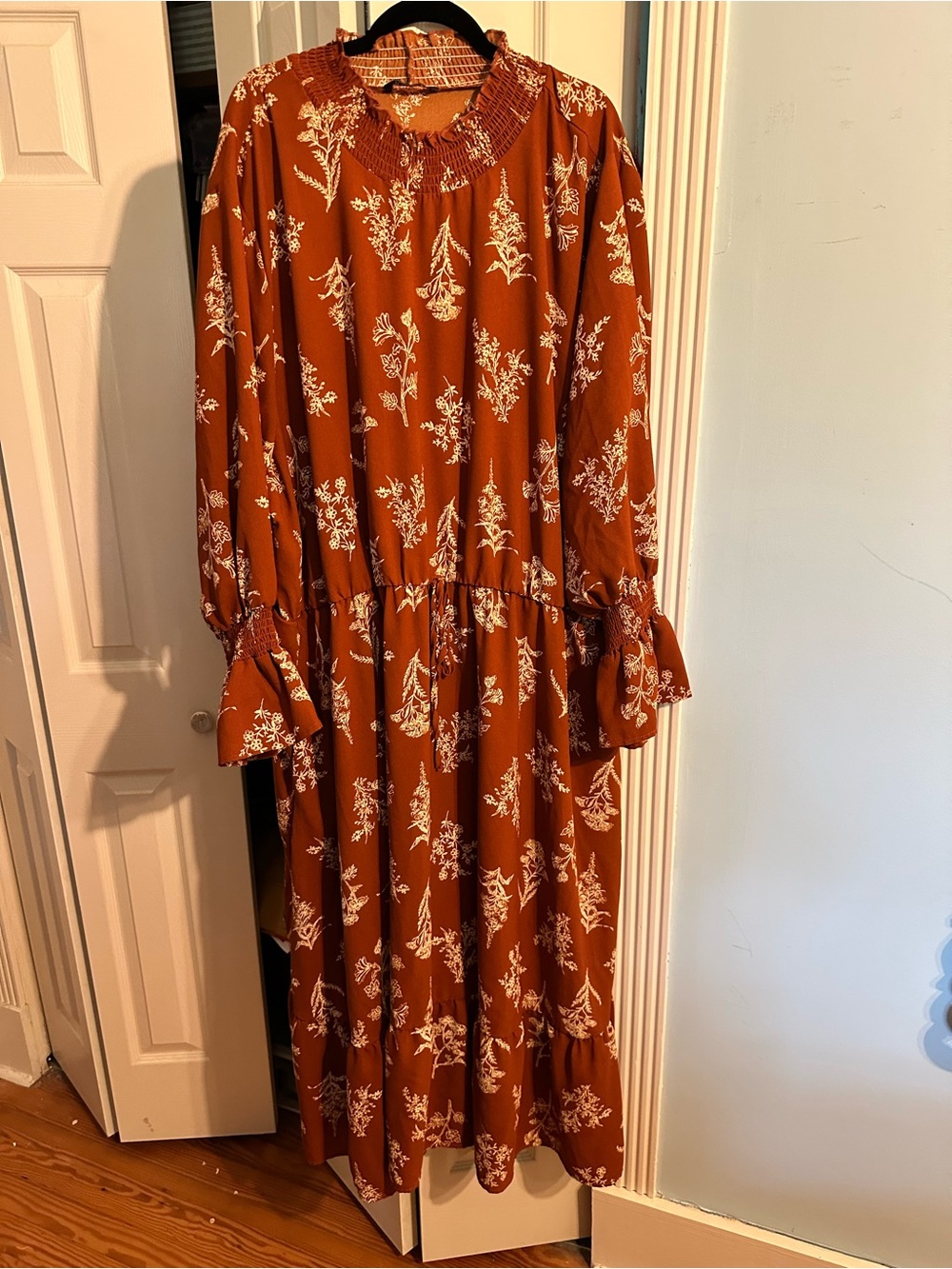 BloomChic Rust Floral Maxi Dress with White Print